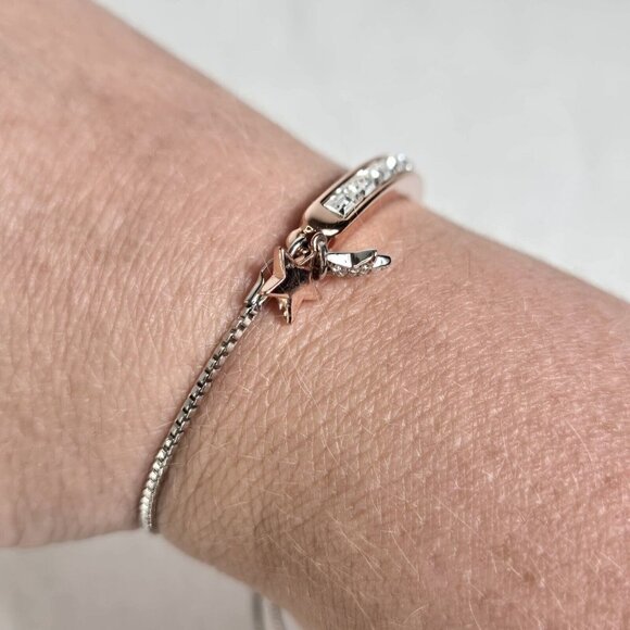 IBB CN "Shine Bright" Rose Gold & Silver Tone‎ Crystal Charm Bracelet Adjustable - Picture 4 of 5